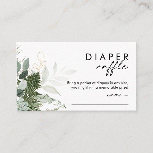 Modern groen en gouden luier Raffle Baby shower Informatiekaartje (Voorkant)