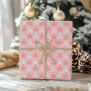 Modern groen en roze kerstinpakpapier cadeaupapier