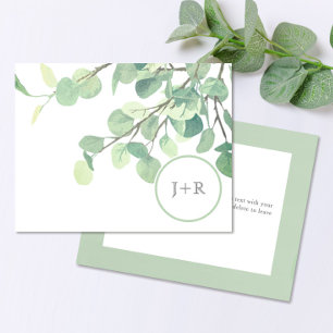 Modern groen eucalyptus bruiloft dank u bedankkaart