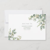 Modern groen eucalyptus bruiloft RSVP Kaart (Achterkant)