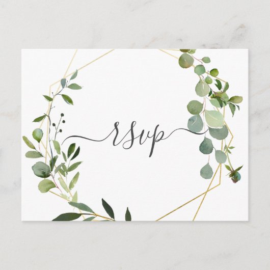 Modern groen eucalyptus bruiloft RSVP Uitnodiging Briefkaart (Voorkant)
