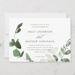MODERN GROEN EUCALYPTUS FOLIAGE WATERVERF WEDDING KAART