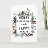 Modern groen foliage-vun script Magnolia Floral Feestdagen Kaart (Voorkant)