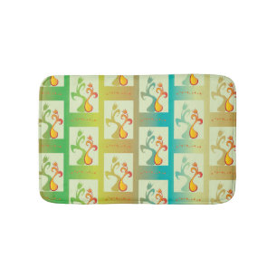 Modern groen, geel en blauw Tulip Couple patroon Badmat
