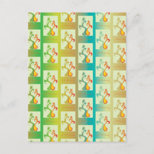 Modern groen, geel en blauw Tulip Couple patroon Briefkaart