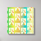 Modern groen, geel en blauw Tulip Couple patroon Canvas Afdruk (Voorkant)