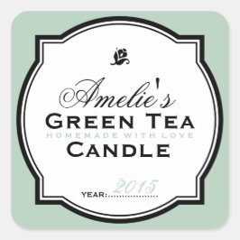 MODERN  GROEN | GEPERSONALISEERDE ZEEPKANDLE VIERKANTE STICKER