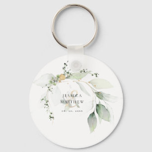 Modern Groen & Goud Eucalyptus   Sleutelhanger