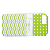 Modern groen, grijs, wit chevron & polka dot Case-Mate iPhone case (Achterkant (Horizontaal))