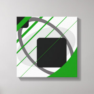Modern Groen Grijs Zwart Off White - Canvas gespan Afdruk