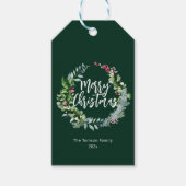 Modern groen krans vakantie script kerst cadeaulabel (Voorkant)