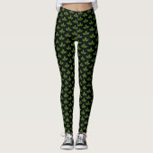 Modern groen lach-leder-patroon op zwart leggings (Voorkant)