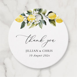 Modern groen Lemon Bloemen bruiloft Dank u Bedankjes Labels