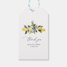 Modern groen Lemon Bloemen bruiloft Dank u Cadeaulabel