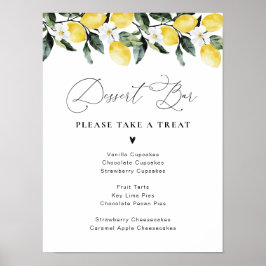 Modern groen Lemon Bloemen Dessert Bar Poster