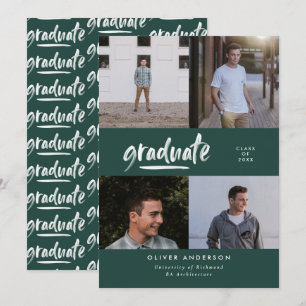 Modern groen multi foto typografie afstuderen kaart