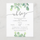 Modern groen Oh Boy Baby shower Invitation (Voorkant)