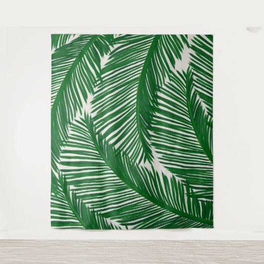 Modern groen palm Leaf Tropical Pattern Wandkleed (Voorkant)