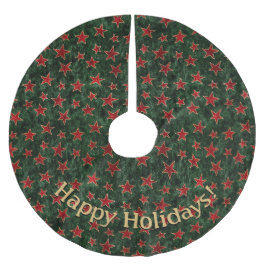 Modern groen rood sterren patroon personaliseren b kerstboom rok