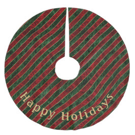 Modern Groen Rood Streeppatroon Persoonlijk Berich Kerstboom Rok