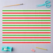 Modern groen rood wit gestreepte Kerstmis Tissuepapier (Craft)