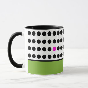 Modern Groen Roze Polka Dots Kleurenblok Mok