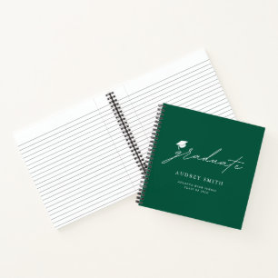 Modern groen schrift afstudeerfeest gastenboek notitieboek