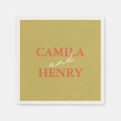 Modern groen script bruiloft servetten (Voorkant)