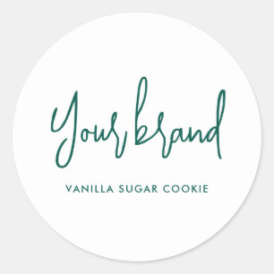 Modern groen script kaars productlabel ronde sticker