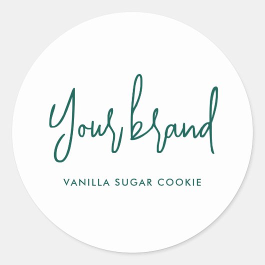 Modern groen script kaars productlabel ronde sticker (Voorkant)