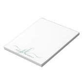 Modern groen script Monogram Initialen Notitieblok (Gedraaid)