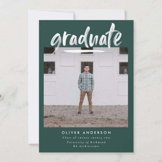 Modern groen script, stijlvol afstuderen kaart (Voorkant)