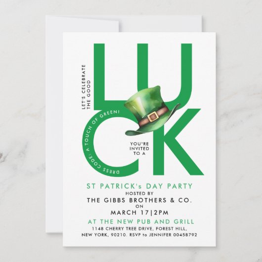 Modern groen St Patrick Day Veel succes Iers feest Kaart (Voorkant)