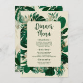Modern groen tropische bladeren bruiloft diner menu (Voorkant / Achterkant)