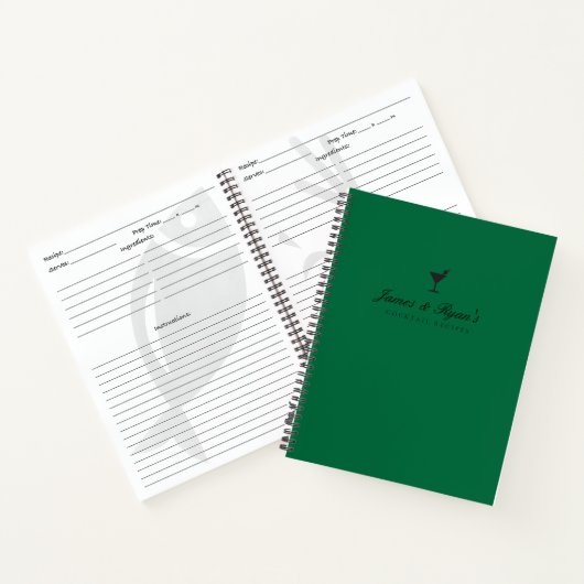 Modern groen Verloving cadeau blanco cocktailrecep Notitieboek (Binnen)