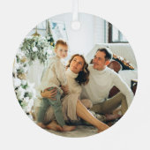 Modern groen Vrolijk kerstfeest Familiefoto Metalen Ornament (Achterkant)