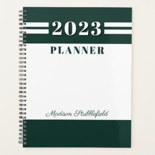 Modern Groen Wit Aangepast Gepersonaliseerd 2024 Planner