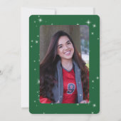 Modern groen & wit Sparkle Afstuderen Aankondiging (Achterkant)