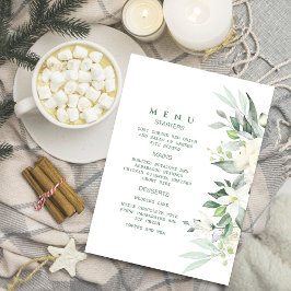Modern groen witte bloem menu uitnodiging