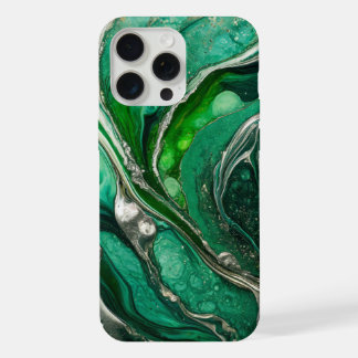 Modern Groen Zilver Elegant Marmer iPhone 15 Pro Max Hoesje