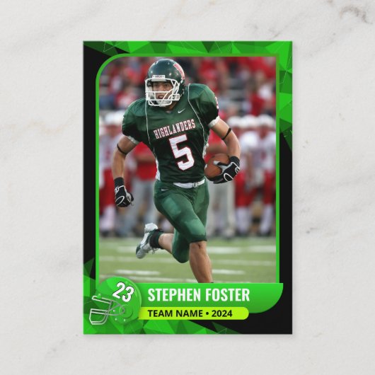 Modern Groen & Zwart Football Trading Kaart Contactkaartje (Voorkant)