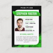 Modern Groen & Zwart Football Trading Kaart Contactkaartje (Achterkant)