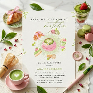 Modern Groene Liefde je zo Matcha Baby shower Kaart