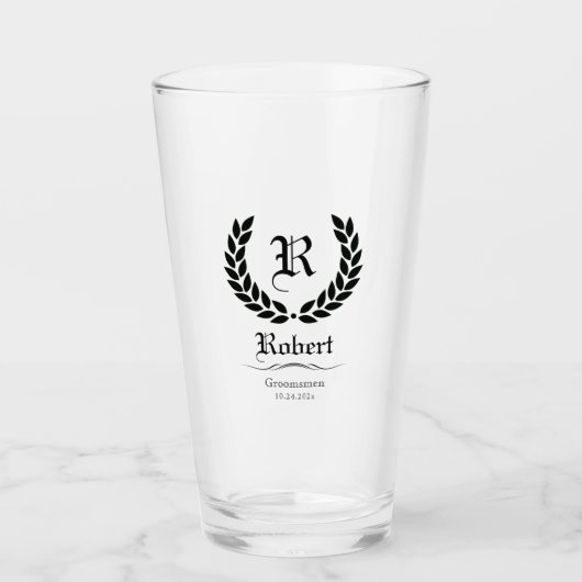 Modern Groomsmen geeft gepersonaliseerde monogram  Glas (Voorkant)