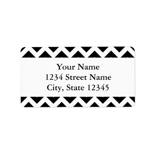 Modern groot zwart chevron ontwerp met aangepaste etiket (Voorkant)