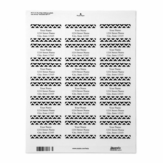 Modern groot zwart chevron ontwerp met aangepaste etiket (Full Sheet)