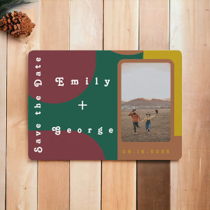 Modern Groovy Colorful Abstract Photo Wedding Save The Date