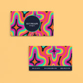 Modern Groovy Kleurrijke Retro Regenboog Abstract Visitekaartje