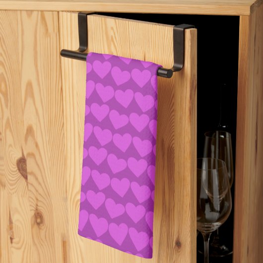 Modern Groovy Purpl Hearts Pattern Valentijnse  Sc Theedoek (Derde Gevouwen)