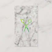 Modern Grunge Green Scissors Marble Afsprakenkaartje (Voorkant)